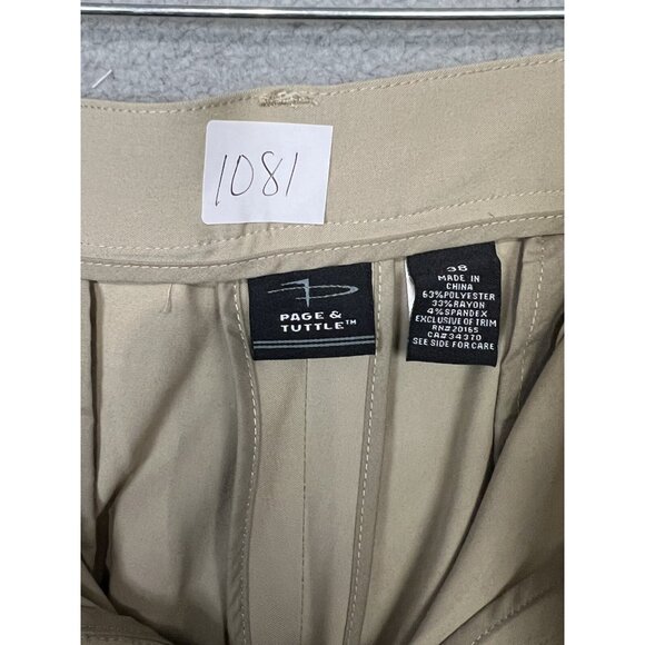 Page & Tuttle Golf Shorts Men Sz 38 Tan Chino Flat Front Golf Pants NWT - Picture 6 of 8